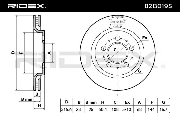 RIDEX 82B0195 Brake Disc...