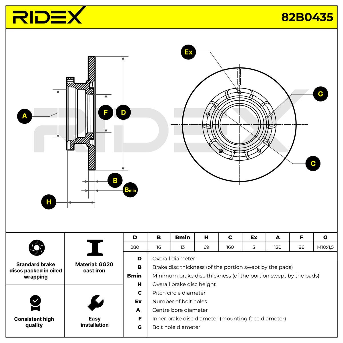 RIDEX 82B0435 Brake Disc...