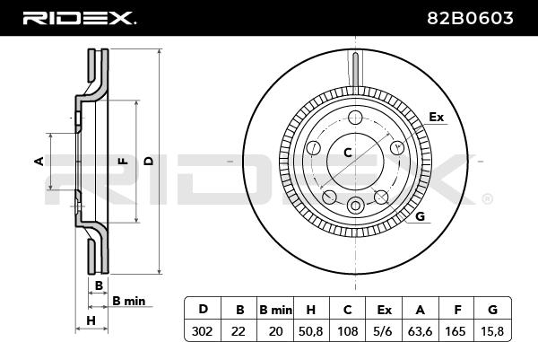 RIDEX 82B0603 Brake Disc...