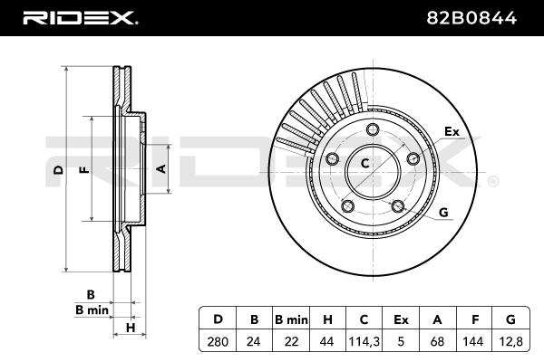 RIDEX 82B0844 Brake Disc...