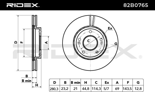 RIDEX 82B0765 Brake Disc...