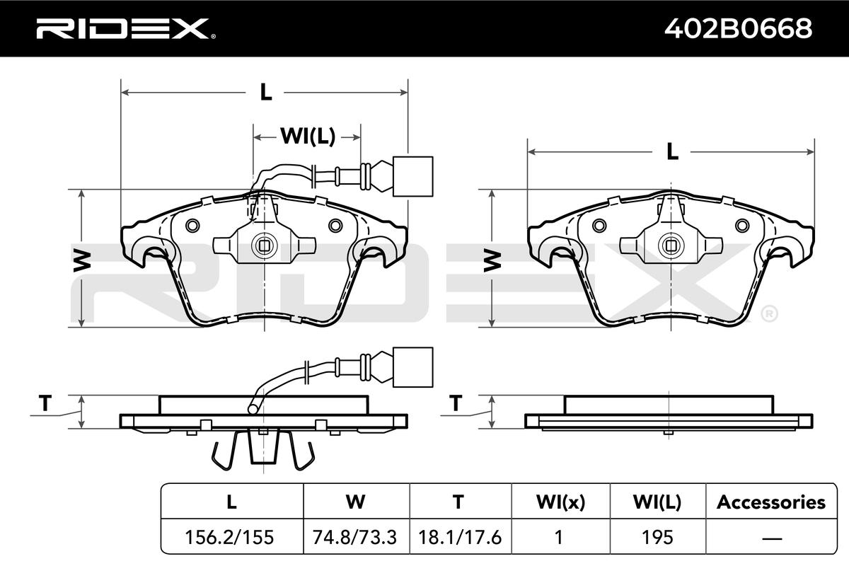 RIDEX 402B0668 Brake Pad...
