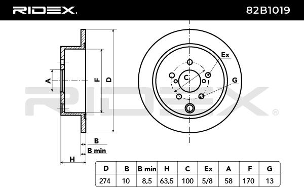 RIDEX 82B1019 Brake Disc...