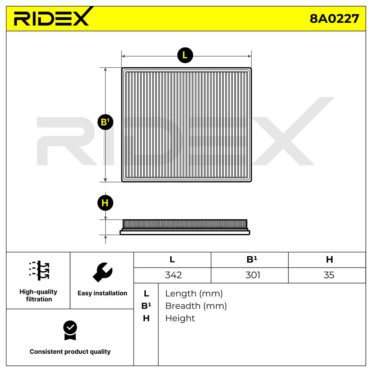 RIDEX 8A0227 Air Filter for...