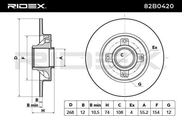 RIDEX 82B0420 Brake Disc...