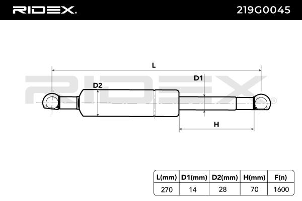 RIDEX 219G0045 Газовая пружина, крышка багажник