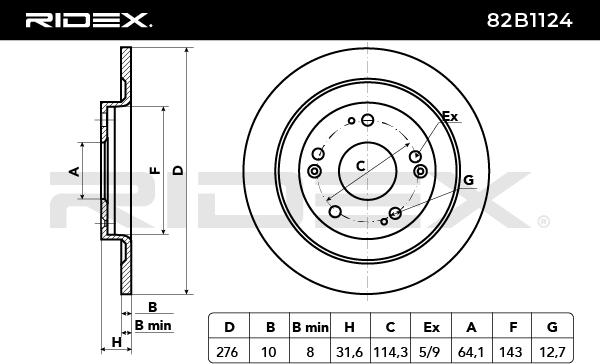 RIDEX 82B1124 Brake Disc...