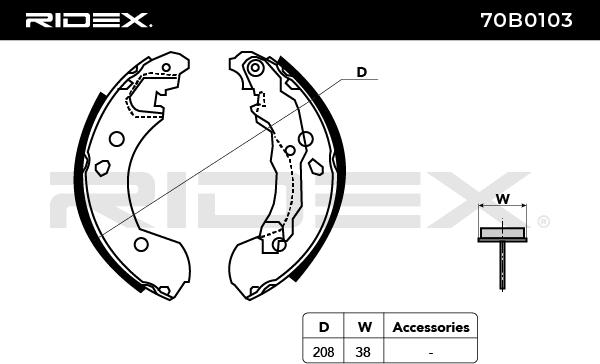 RIDEX 70B0103 Brake Shoe...