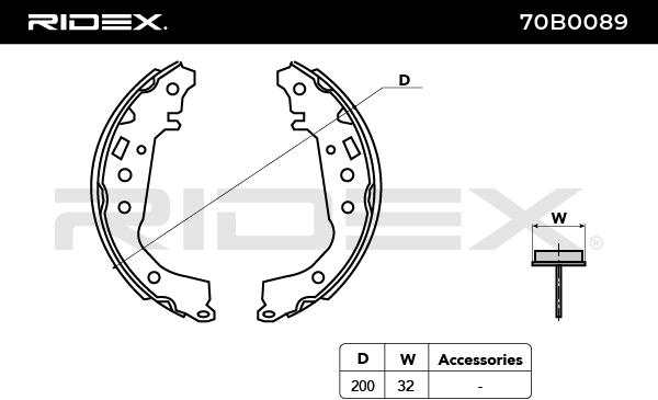 RIDEX 70B0089 Brake Shoe...