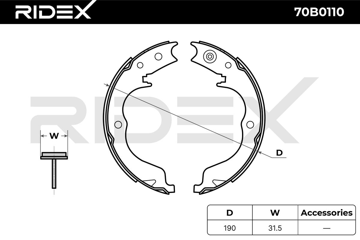 RIDEX 70B0110 Комплект тормозных колодок, стояночная тормозная система