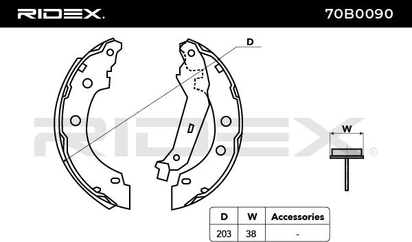 RIDEX 70B0090 Brake Shoe...
