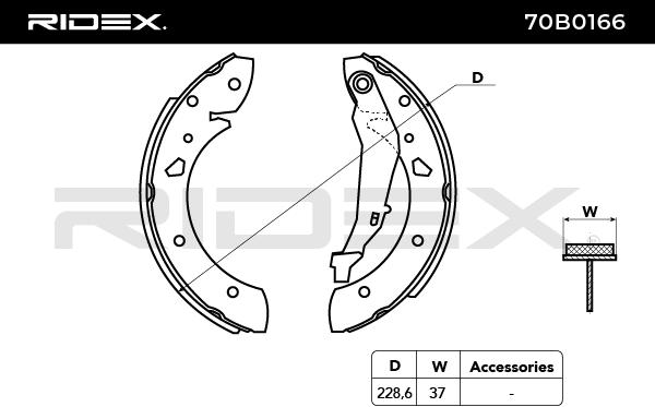 RIDEX 70B0166 Brake Shoe...