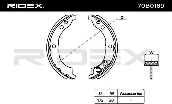RIDEX 70B0189 Brake Shoe...