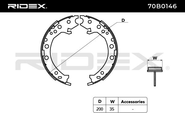 RIDEX 70B0146 Brake Shoe...