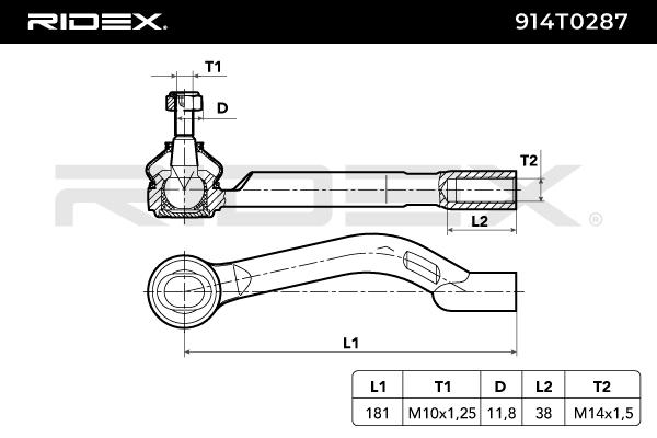 RIDEX 914T0287 Tie Rod End...