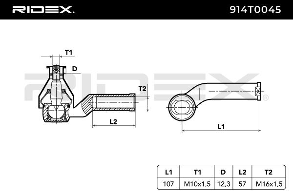 RIDEX 914T0045 Tie Rod End...