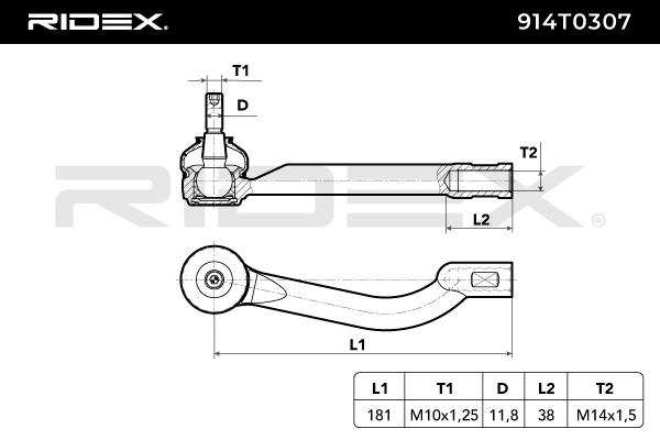 RIDEX 914T0307 Tie Rod End...