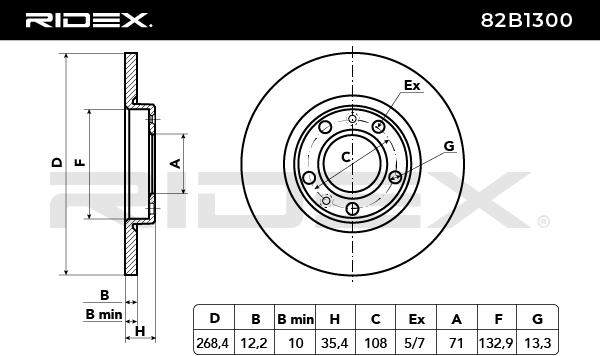 RIDEX 82B1300 Brake Disc...