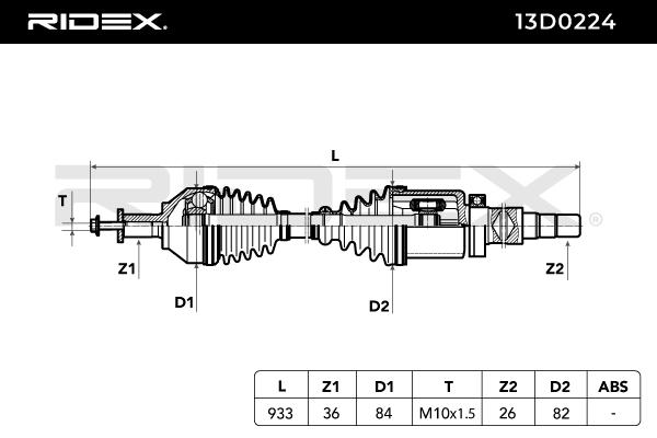 RIDEX 13D0224 Drive Shaft...