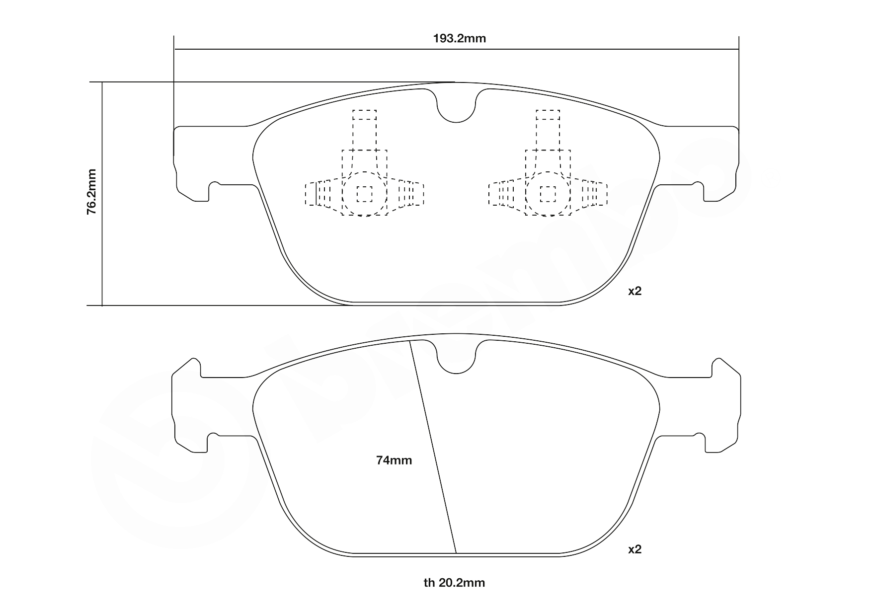 BREMBO 07.D435.52 UPGRADE, SPORT | HP2000 Hochleistungs-Bremsbelagsatz