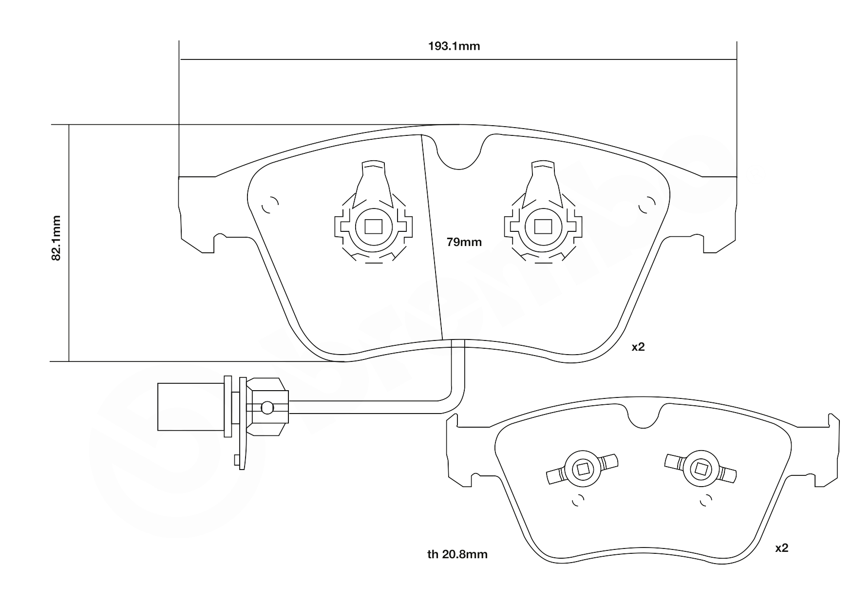 BREMBO 07.D435.54 UPGRADE, SPORT | HP2000 Hochleistungs-Bremsbelagsatz