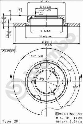 BREMBO 08.2284.10 PRIME LINE Bremsscheibe