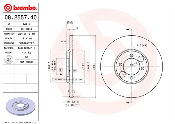 BREMBO 08.2557.40 Discofreno