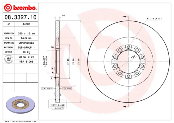 BREMBO 08.3327.10 Brzdový...