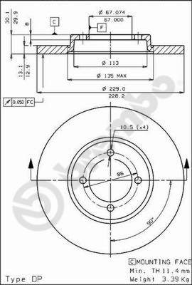 BREMBO 08.3774.10 Bremsscheibe