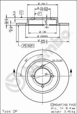BREMBO 08.3955.10 PRIME LINE Bremsscheibe