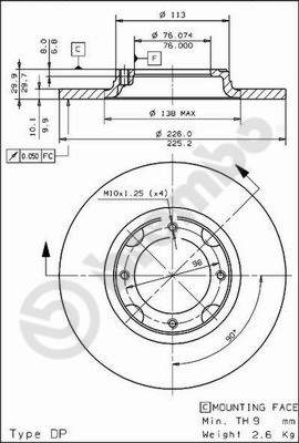 BREMBO 08.4414.10 PRIME LINE Bremsscheibe