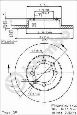 BREMBO 08.4480.10 Bremsscheibe