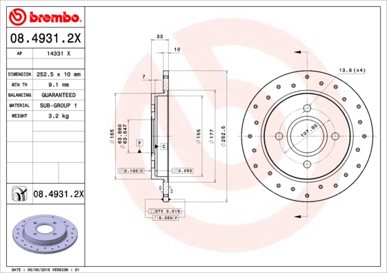 BREMBO 08.4931.2X XTRA LINE...