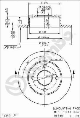 BREMBO 08.4946.20 Bremsscheibe