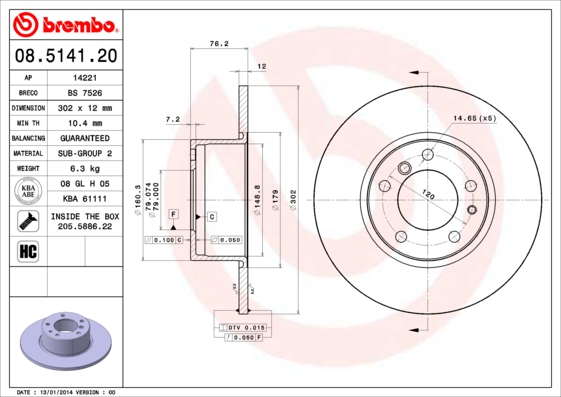 BREMBO 08.5141.20 Brzdový...