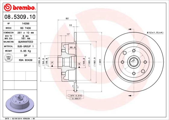 BREMBO 08.5309.10 Brzdový...