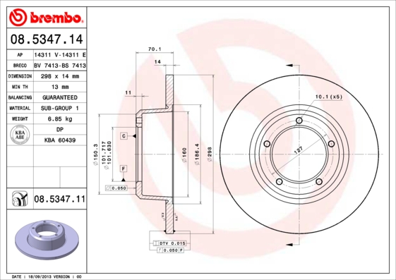 BREMBO 08.5347.11 Discofreno