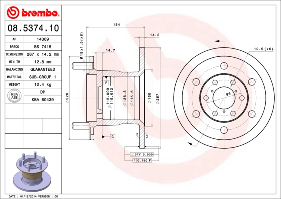 BREMBO 08.5374.10 PRIME LINE Bremsscheibe