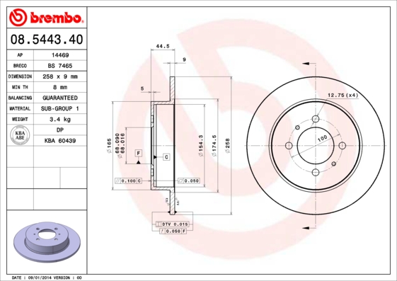 BREMBO 08.5443.40 Bremsscheibe