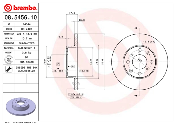 BREMBO 08.5456.10 Brzdový...