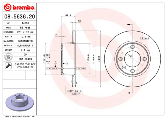 BREMBO 08.5636.20 Bremsscheibe