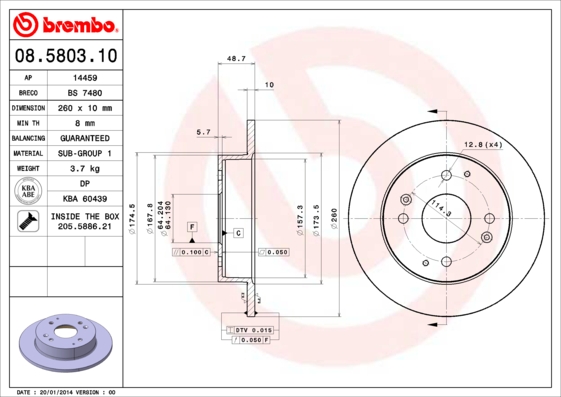 BREMBO 08.5803.10 Bremsscheibe