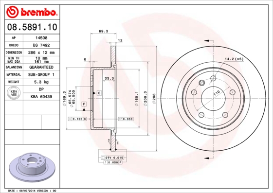 BREMBO 08.5891.10 Brzdový...