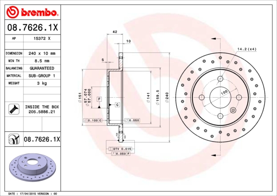 BREMBO 08.7626.1X XTRA LINE...