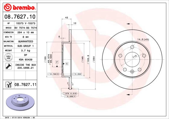 BREMBO 08.7627.11 PRIME...