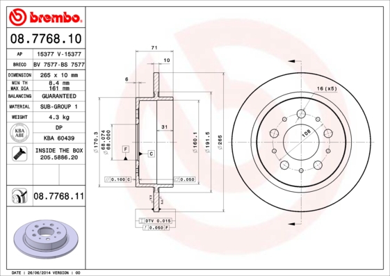 BREMBO 08.7768.10 PRIME...