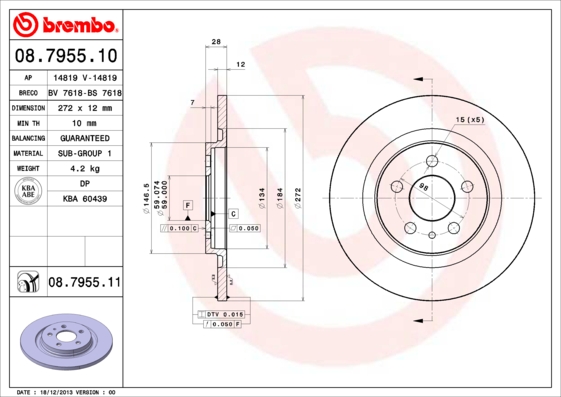 BREMBO 08.7955.11 Bremsscheibe