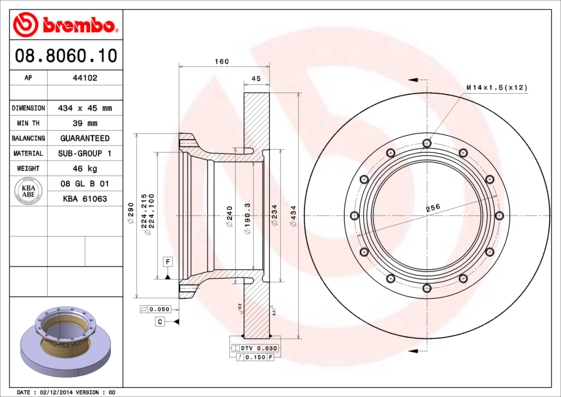 BREMBO 08.8060.10 Bremsscheibe