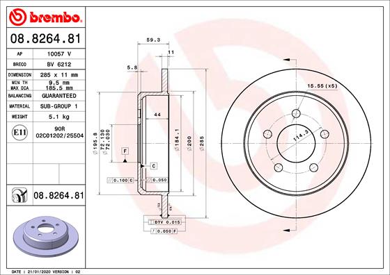 BREMBO 08.8264.81 Bremsscheibe