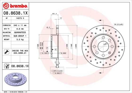 BREMBO 08.8638.1X XTRA LINE...